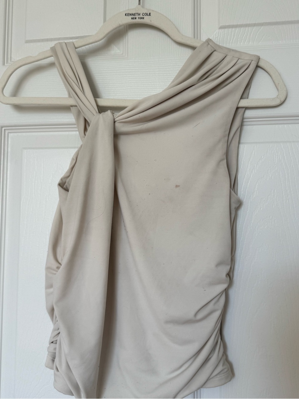 Abercrombie & Fitch One-Shoulder Twist Top in Light Beige